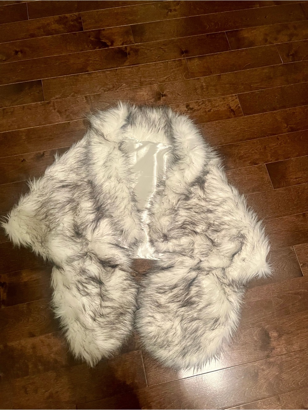 White & Grey Faux Fur Stole